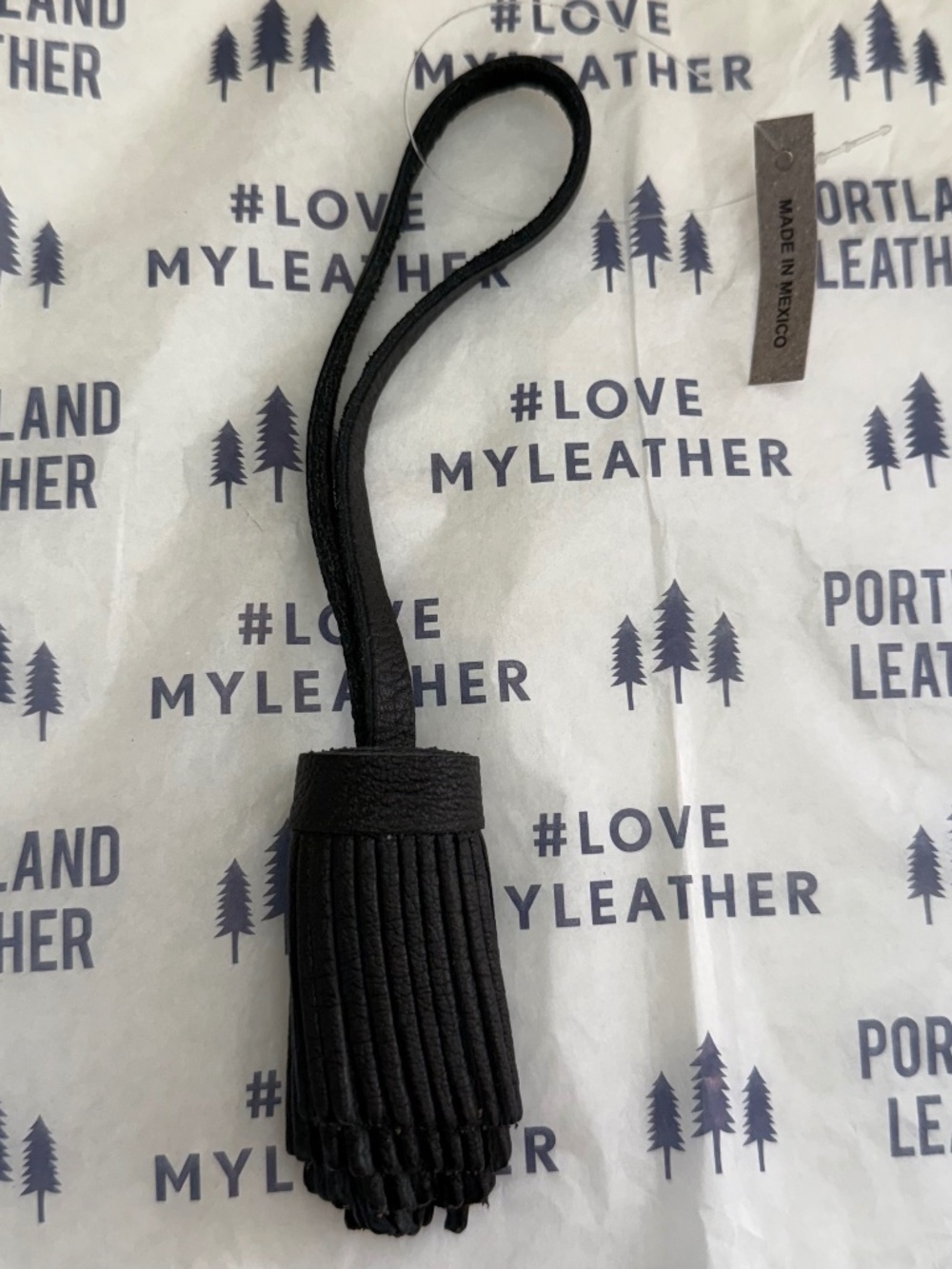 NWT Portland Leather Goods PLG Pom Tassel in Pebbled Black